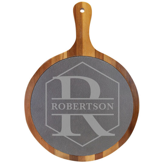Slate Initial and Name Round Handled Board
